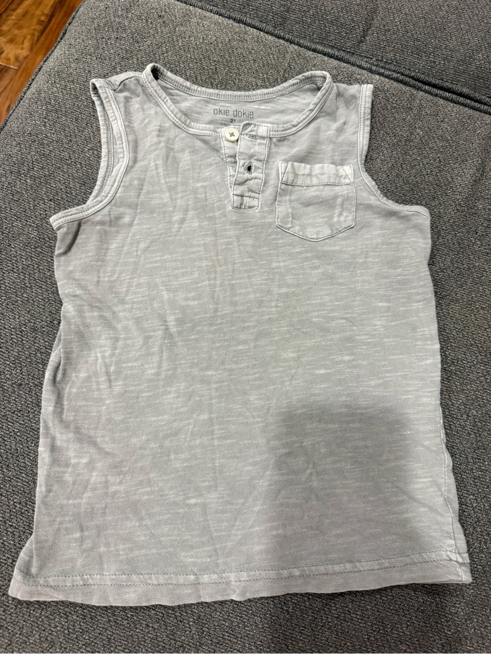 okie dokie Light Gray Boys' Henley Tank with Chest Pocket